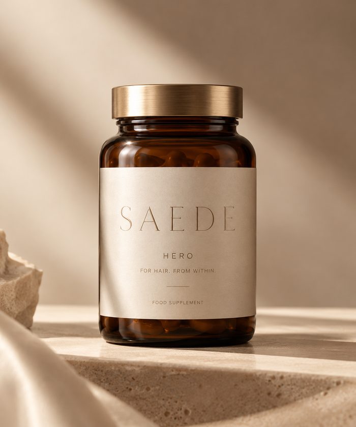 The Saede duo photographed on travertine in warm daylight.